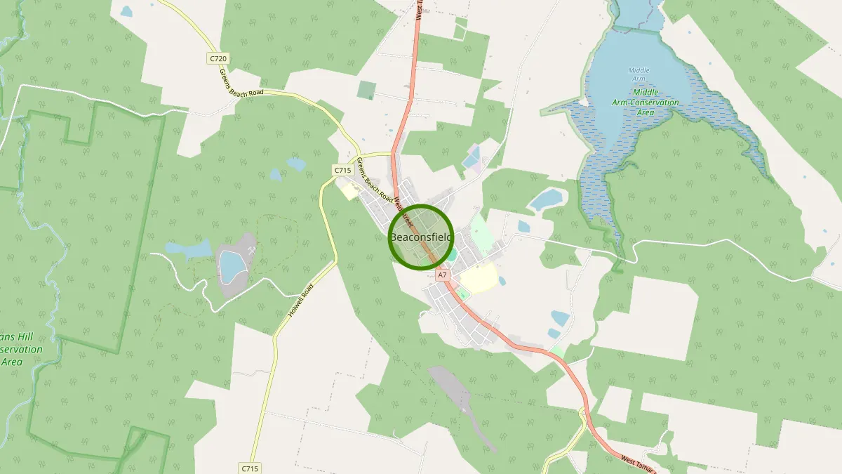 Launceston Rubbish Removal service area map for Beaconsfield