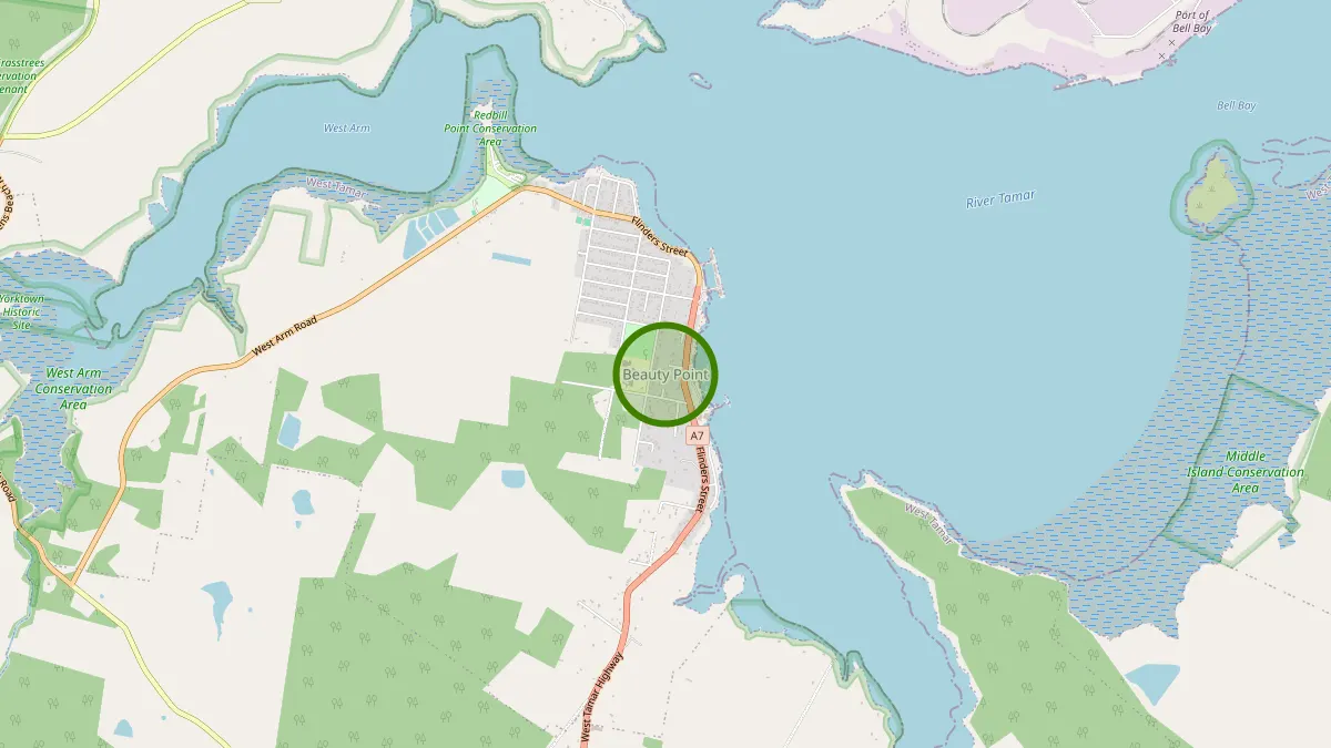 Launceston Rubbish Removal service area map for Beauty Point