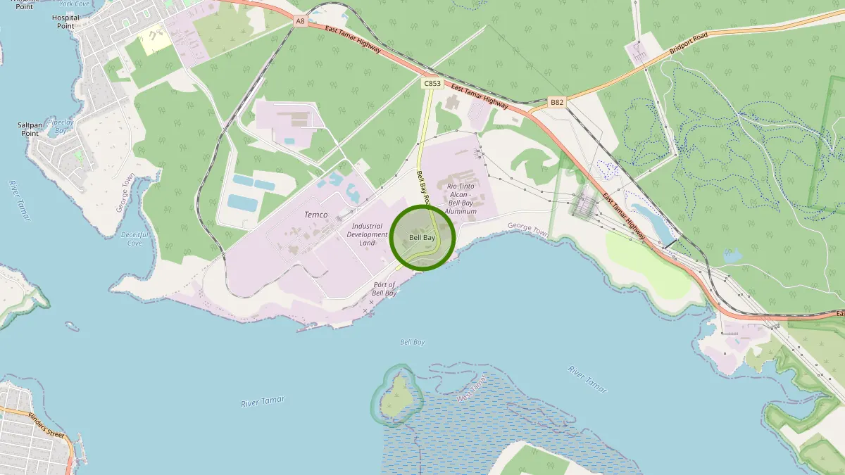 Launceston Rubbish Removal service area map for Bell Bay