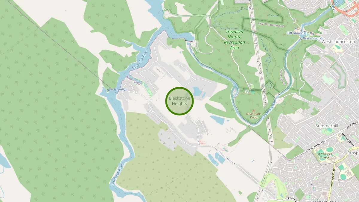 Launceston Rubbish Removal service area map for Blackstone Heights