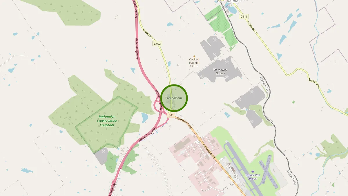 Launceston Rubbish Removal service area map for Breadalbane