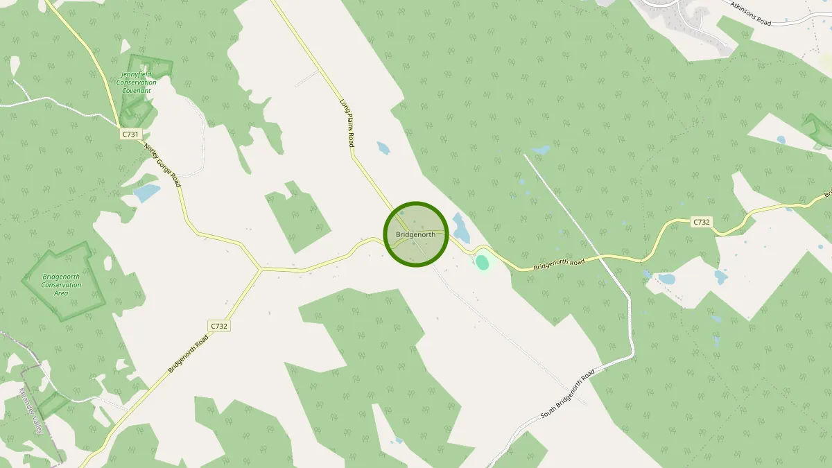 Launceston Rubbish Removal service area map for Bridgenorth