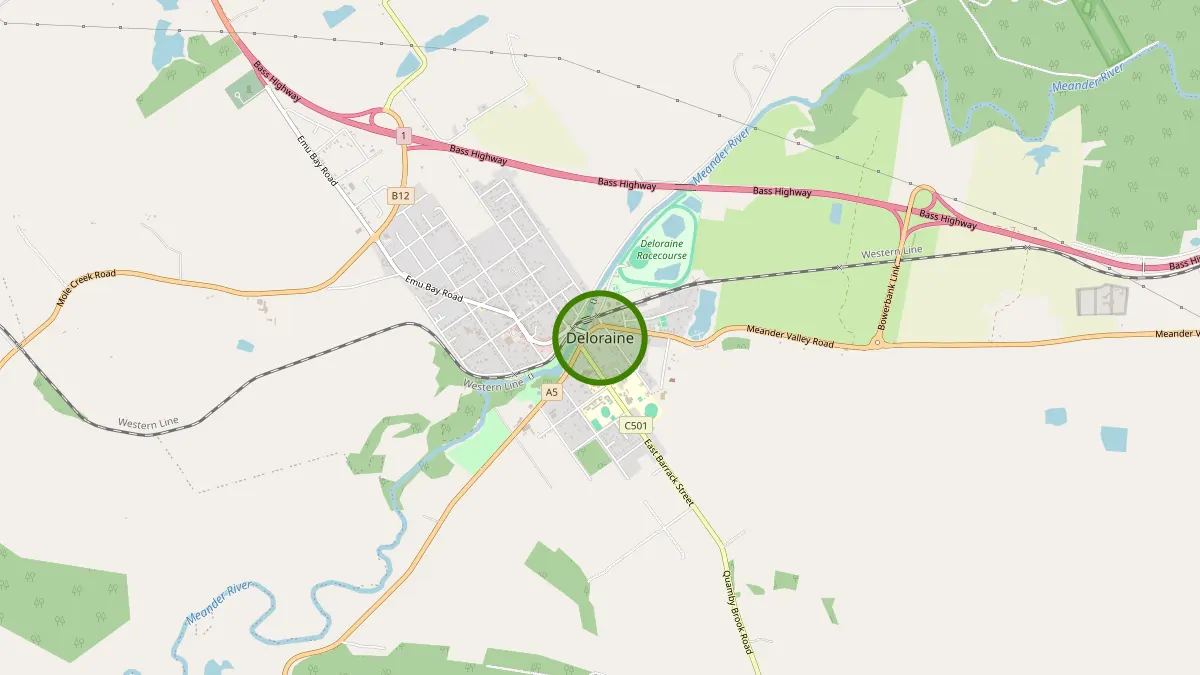 Launceston Rubbish Removal service area map for Deloraine