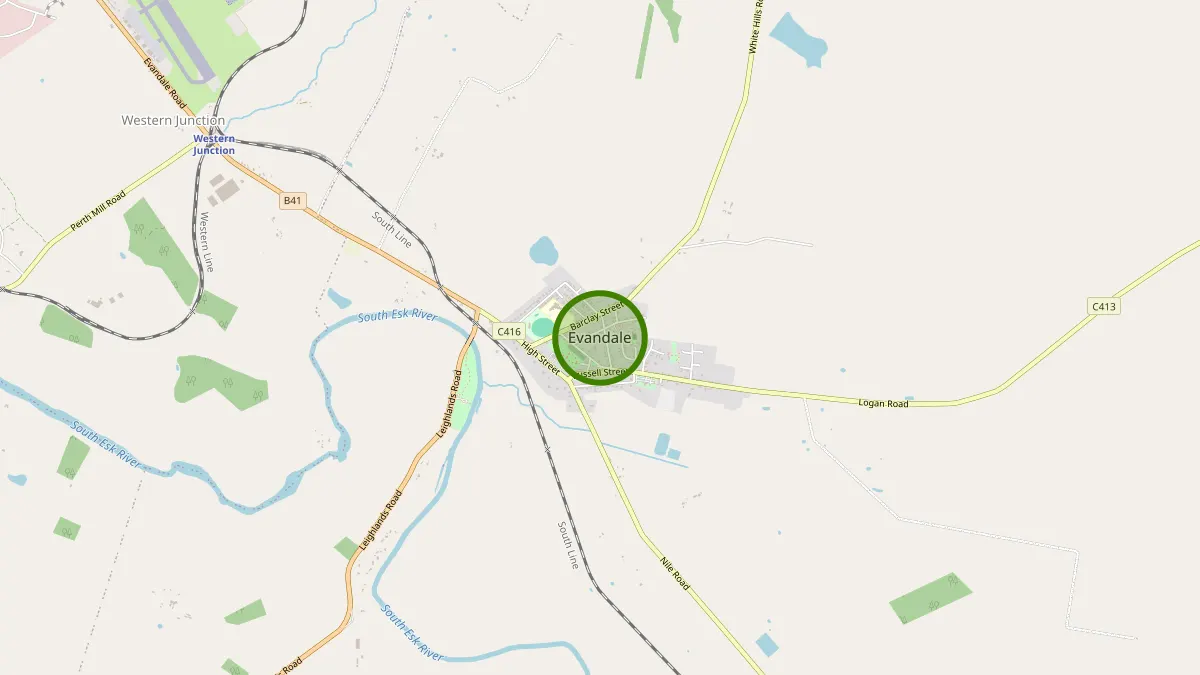Launceston Rubbish Removal service area map for Evandale