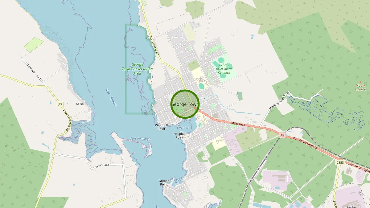 Launceston Rubbish Removal service area map for George Town