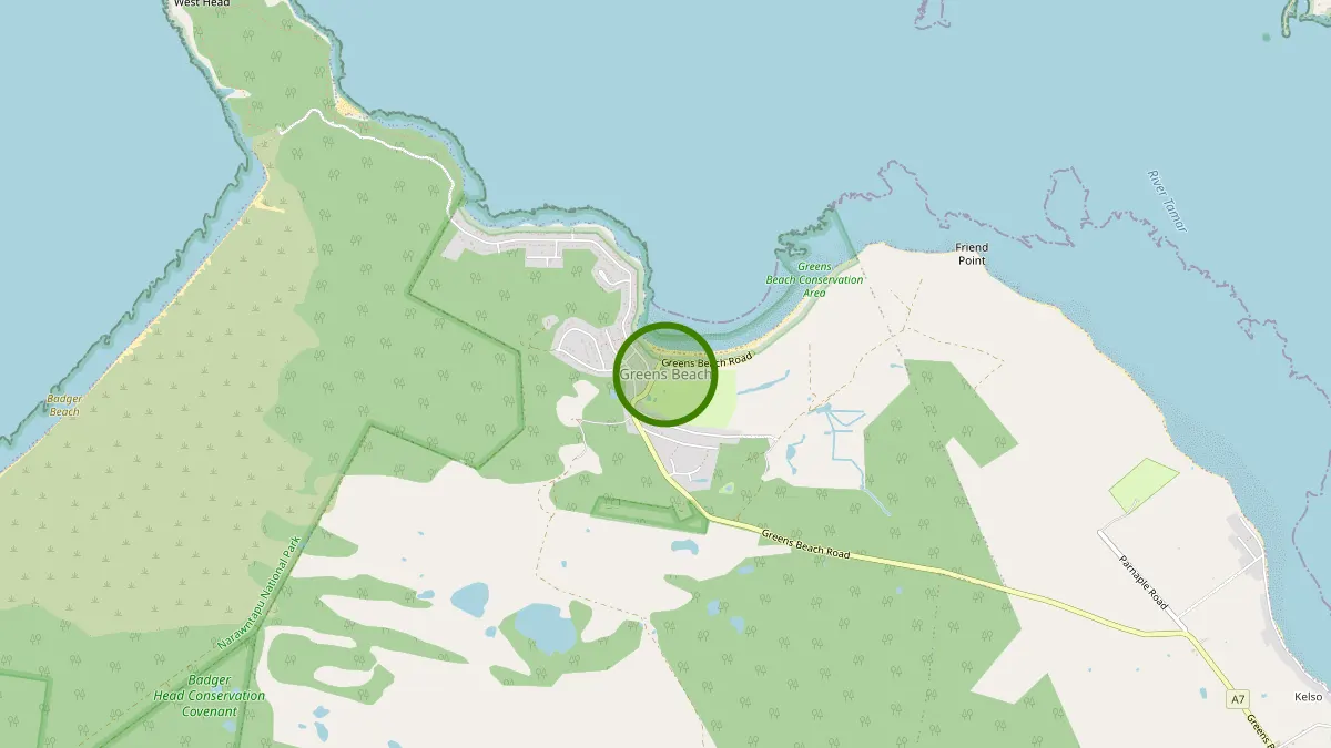 Launceston Rubbish Removal service area map for Greens Beach