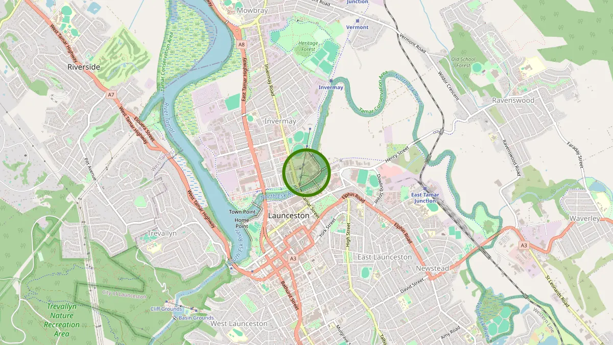 Launceston Rubbish Removal service area map for Inveresk