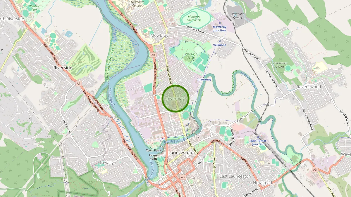 Launceston Rubbish Removal service area map for Invermay