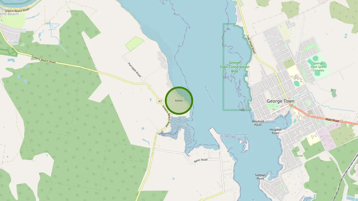 Launceston Rubbish Removal service area map for Kelso