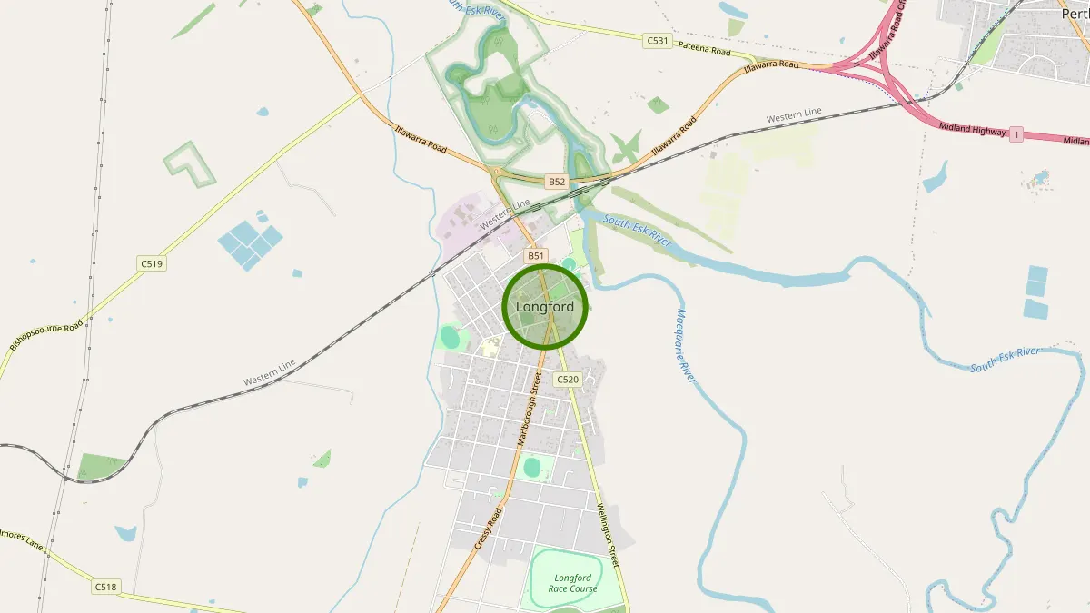 Launceston Rubbish Removal service area map for Longford