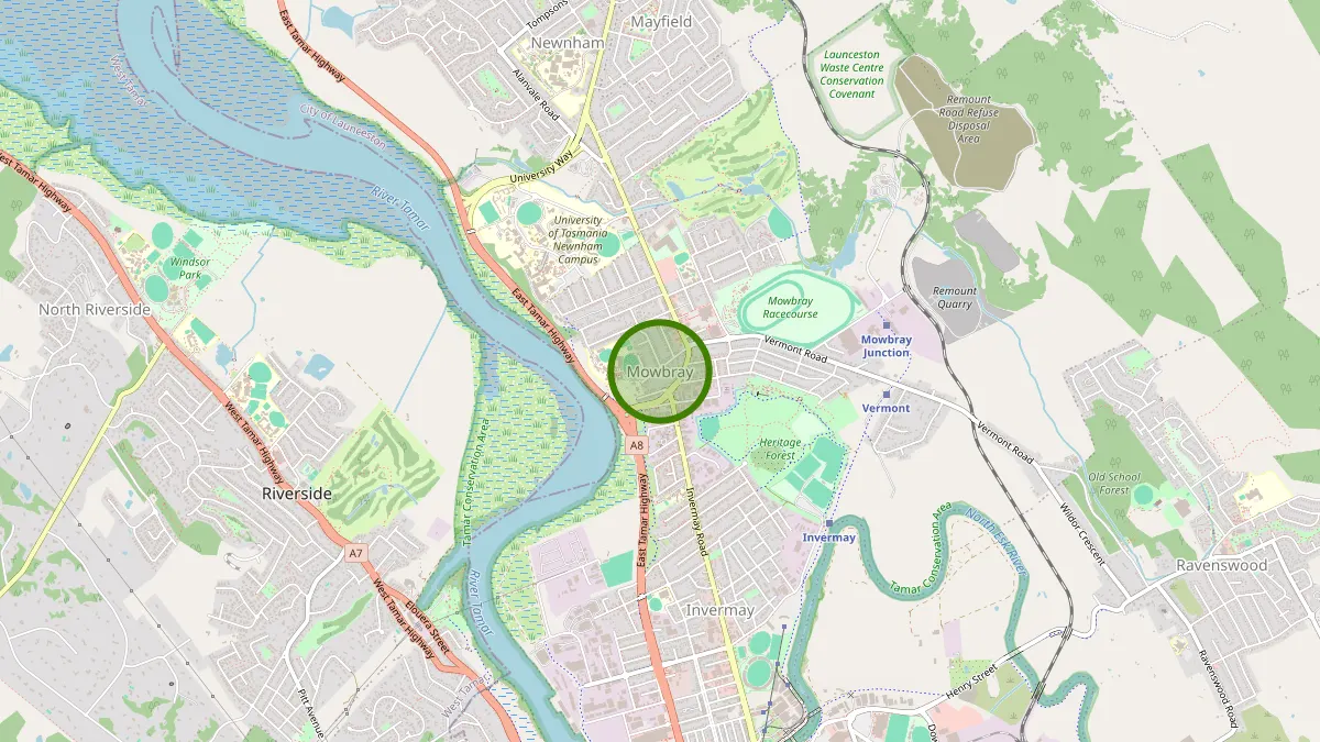 Launceston Rubbish Removal service area map for Mowbray
