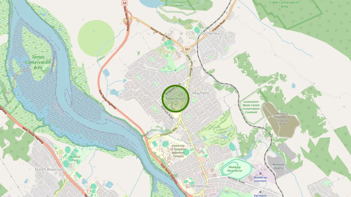 Launceston Rubbish Removal service area map for Newnham