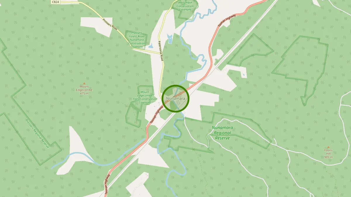 Launceston Rubbish Removal service area map for Nunamara