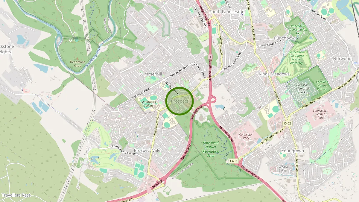 Launceston Rubbish Removal service area map for Prospect