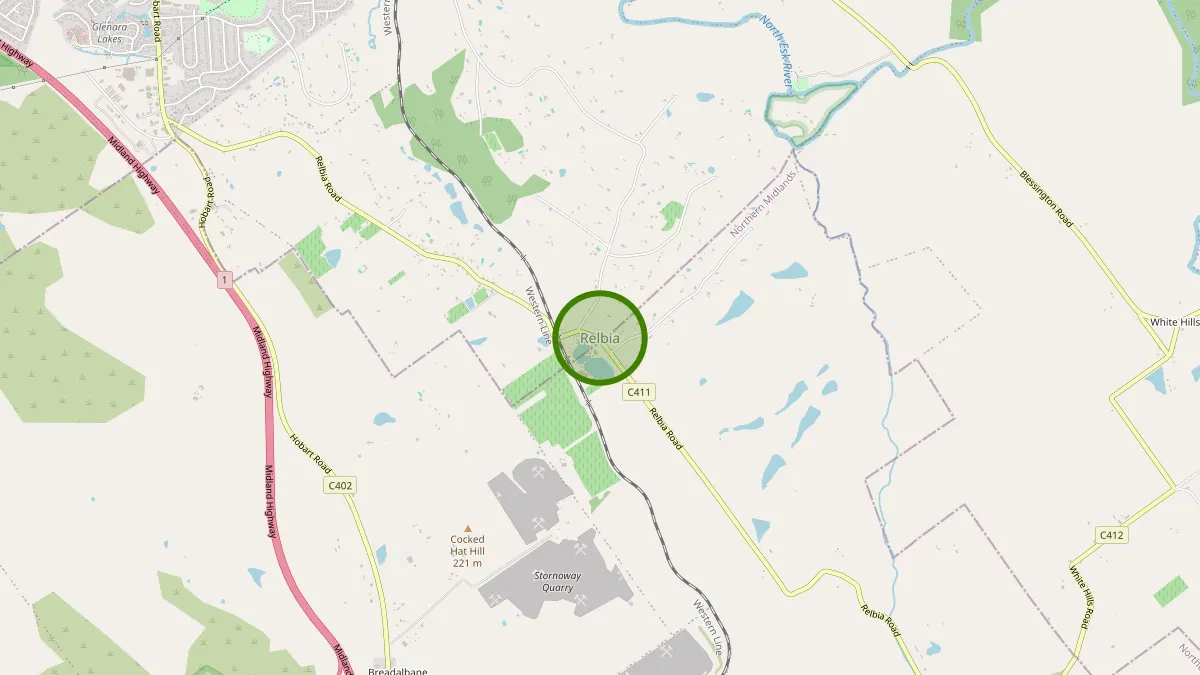 Launceston Rubbish Removal service area map for Relbia