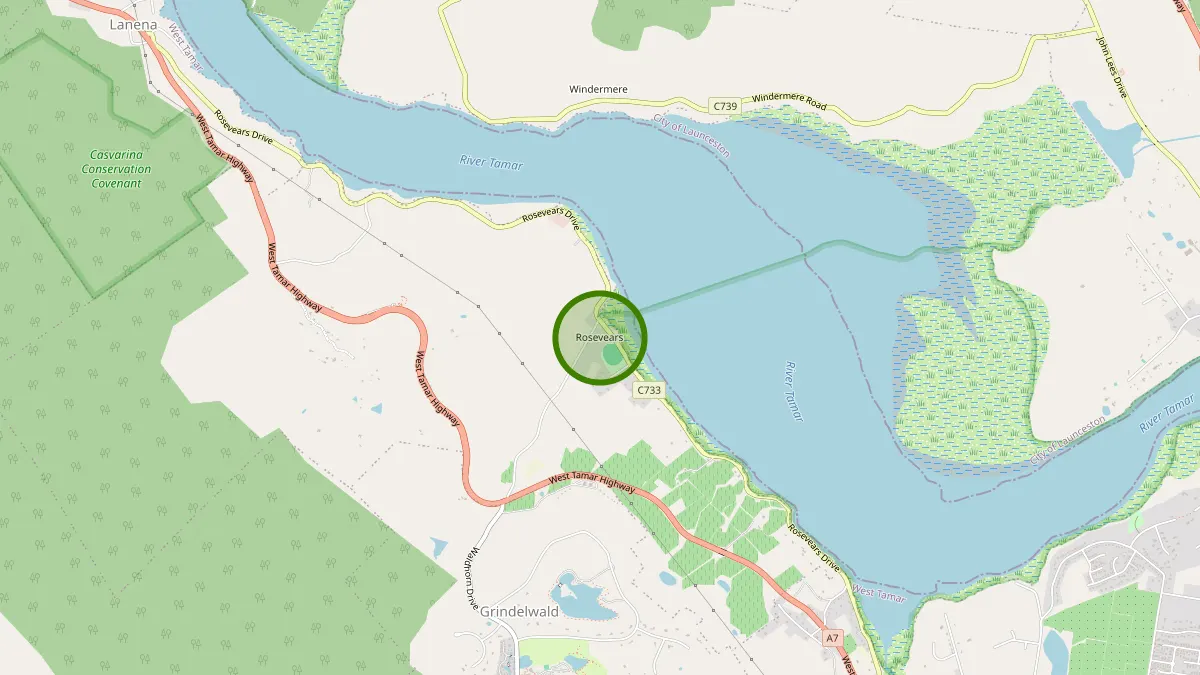Launceston Rubbish Removal service area map for Rosevears