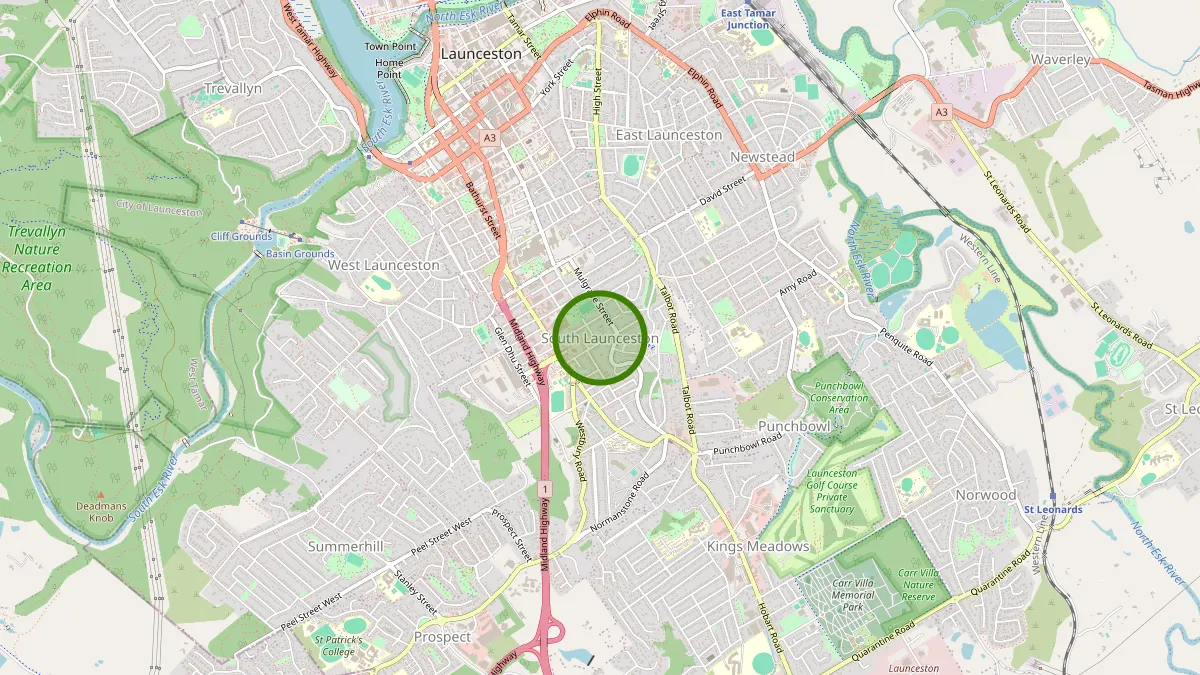 Launceston Rubbish Removal service area map for South Launceston