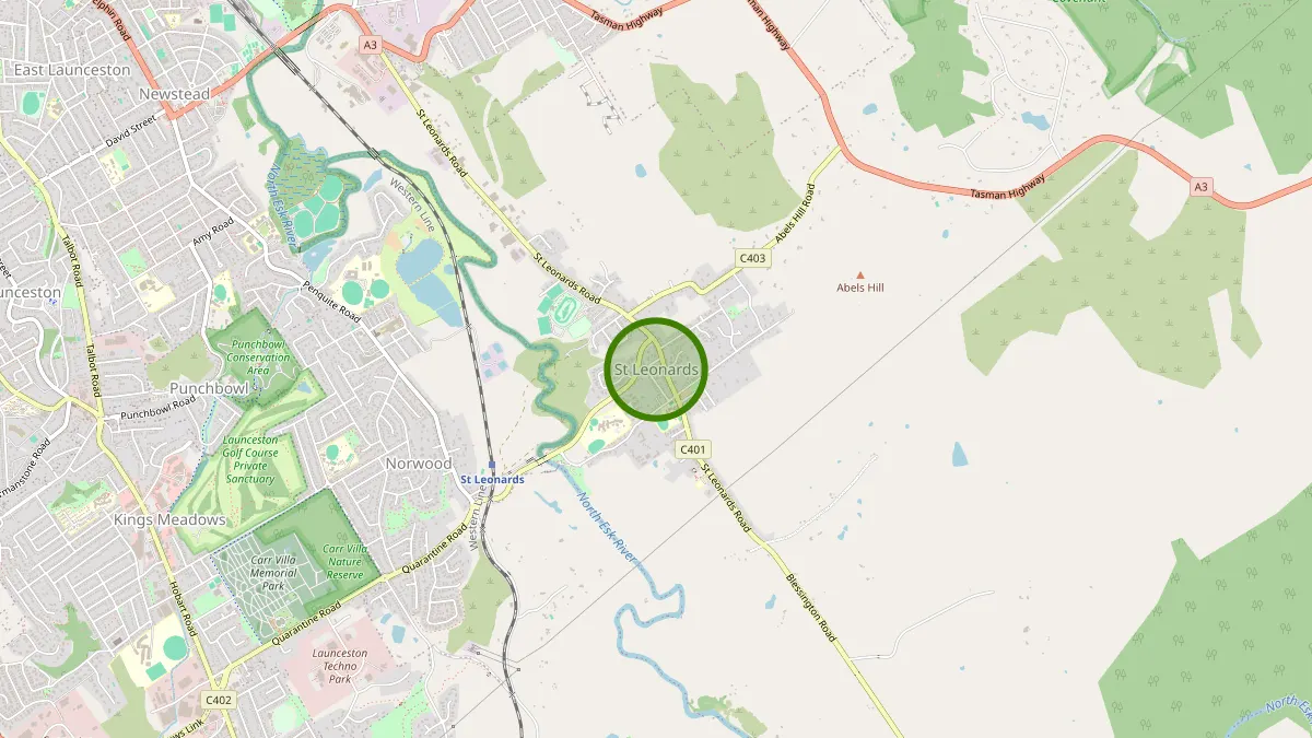 Launceston Rubbish Removal service area map for St Leonards