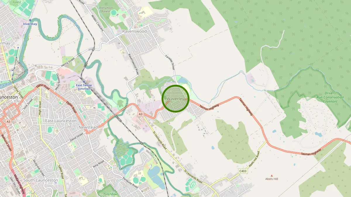 Launceston Rubbish Removal service area map for Waverley