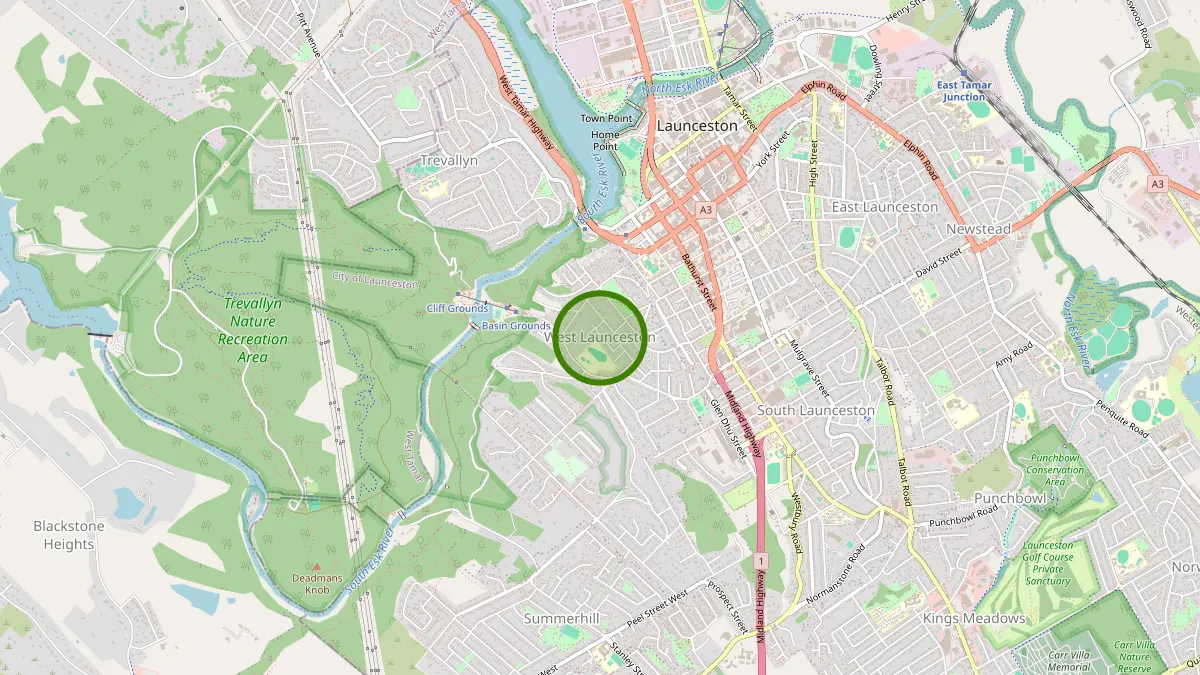 Launceston Rubbish Removal service area map for West Launceston