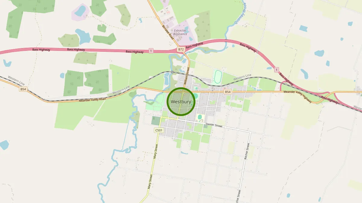 Launceston Rubbish Removal service area map for Westbury
